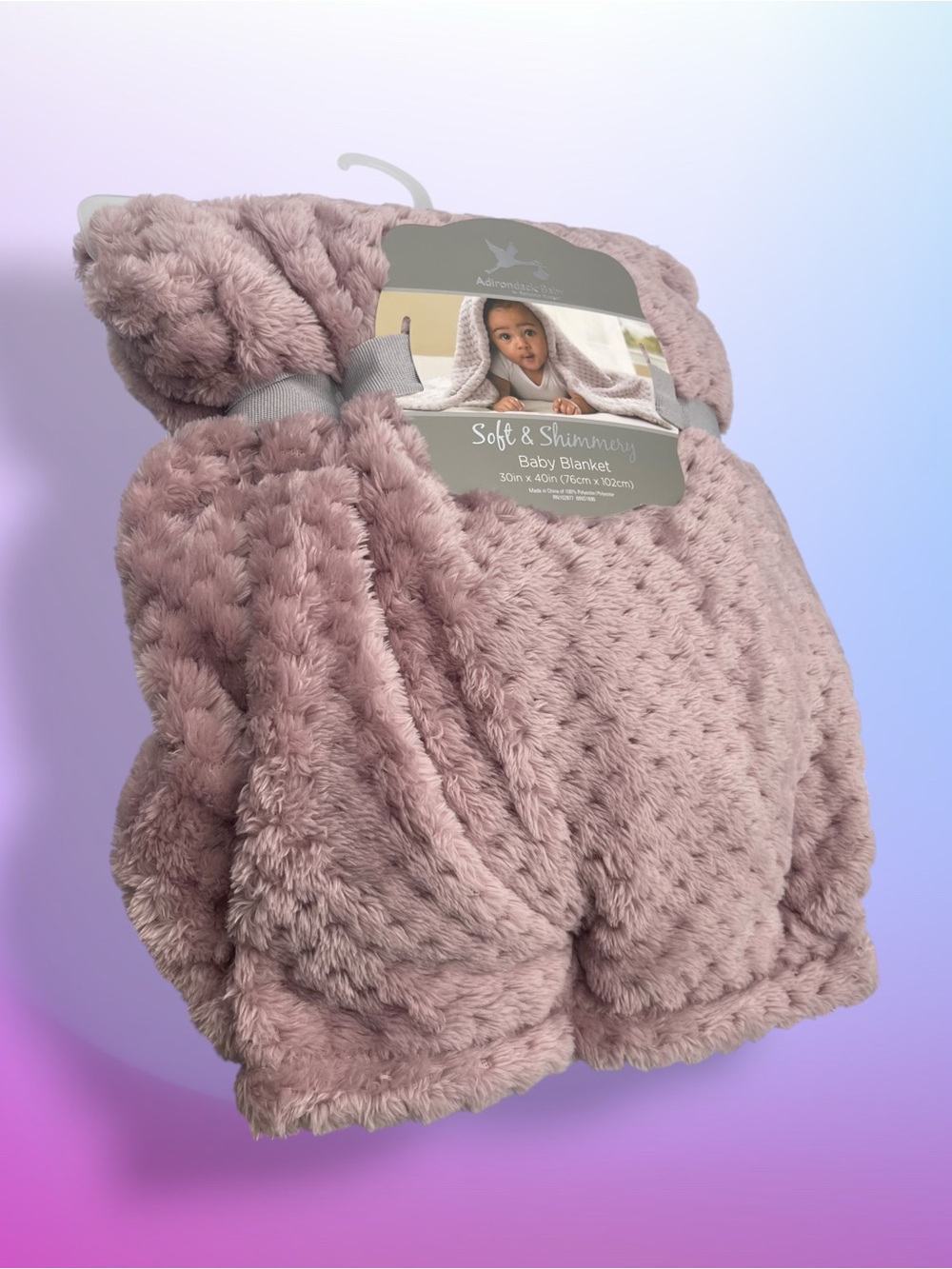 NWT Adirondack Baby Soft & Shimmery Plush Blanket Mauve Pink 30x40 Luxury